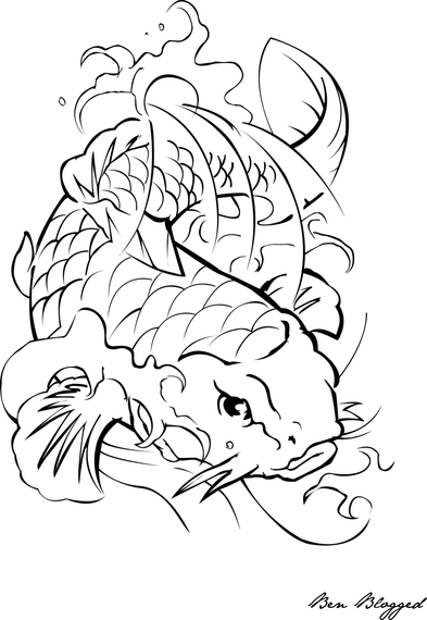 393x570 Koi Fish Drawing Tattoo - Koi Drawing Tattoo