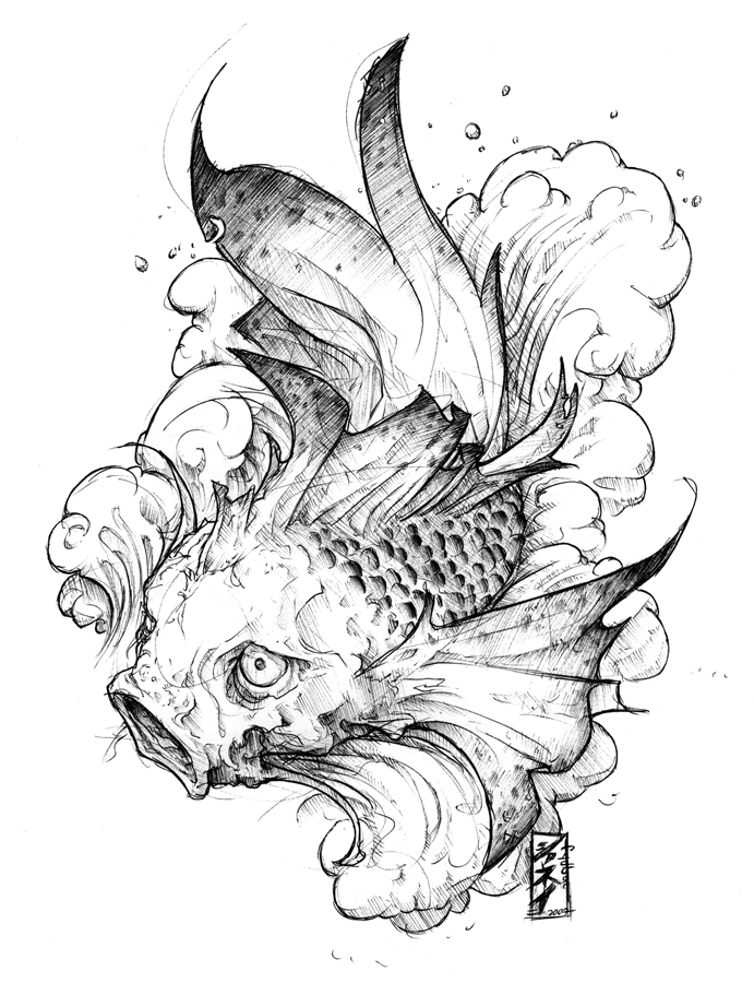 691x900 Tattoo - Koi Drawing Tattoo