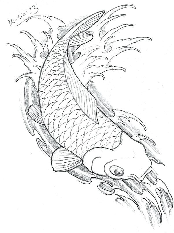 602x808 Tattoo Designs Drawing At Free For Personal Use Tattoo Sketch - Koi Drawing Tattoo