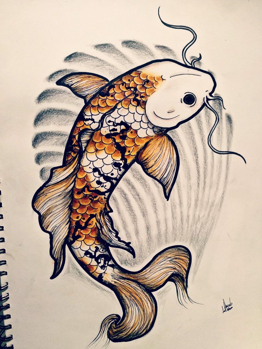 1057x1409 Angelolourenzo - Koi Drawing Tattoo