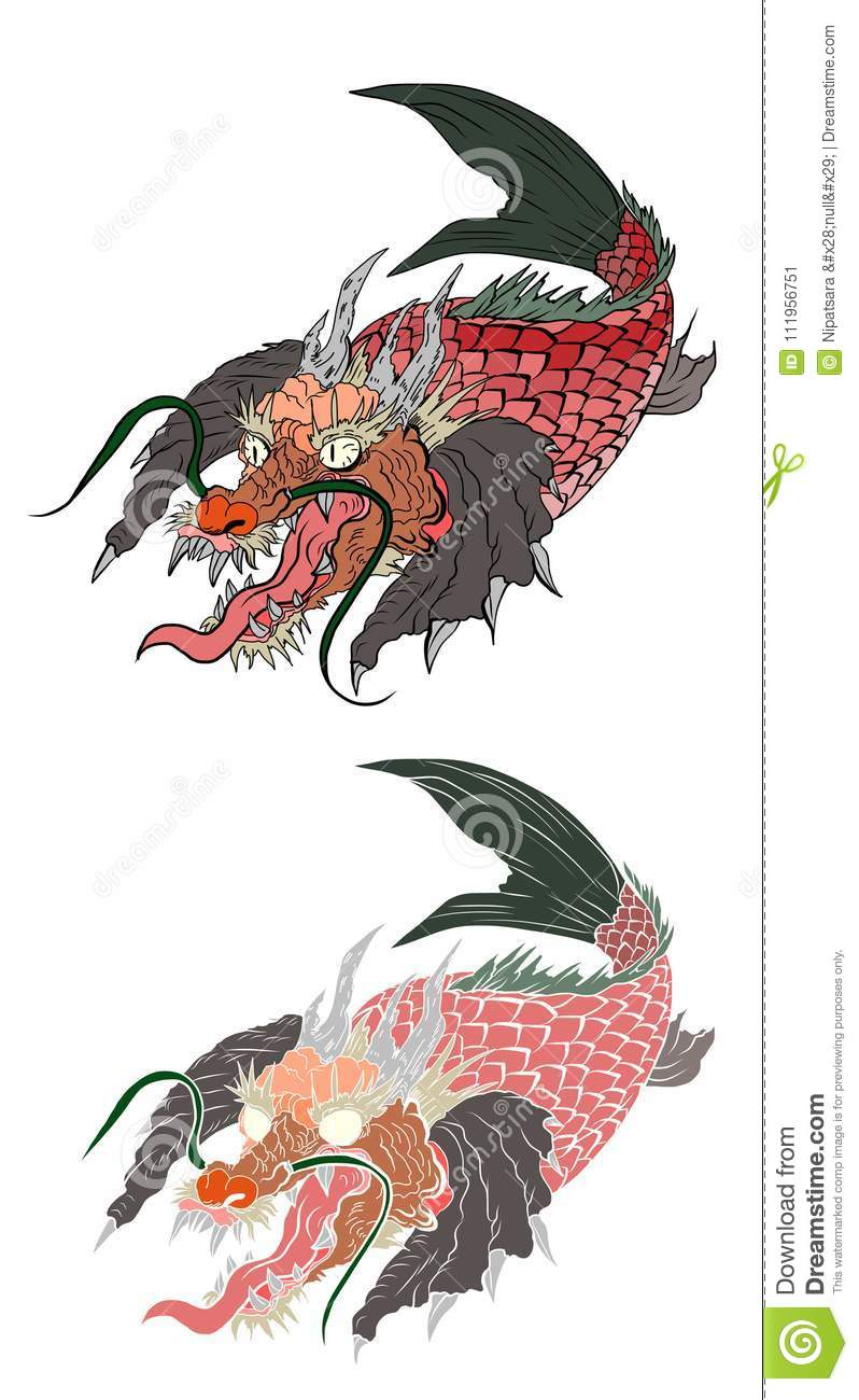 Koi Fish Dragon Drawing