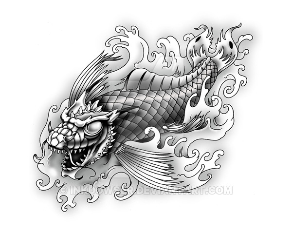600x480 Drawn Koi Fish Creative - Koi Fish Dragon Drawing