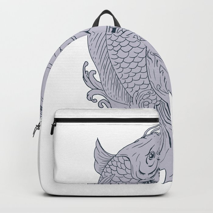 700x700 hannya mask and koi fish drawing backpack - Koi Fish Drawing