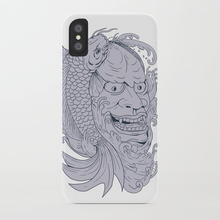 700x700 hannya mask and koi fish drawing iphone case - Koi Fish Drawing