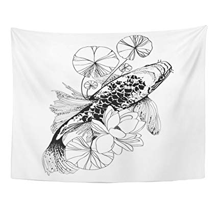 425x425 Emvency Tapestry Koi Fish Drawing Japanese Japan Carp - Koi Fish Drawing