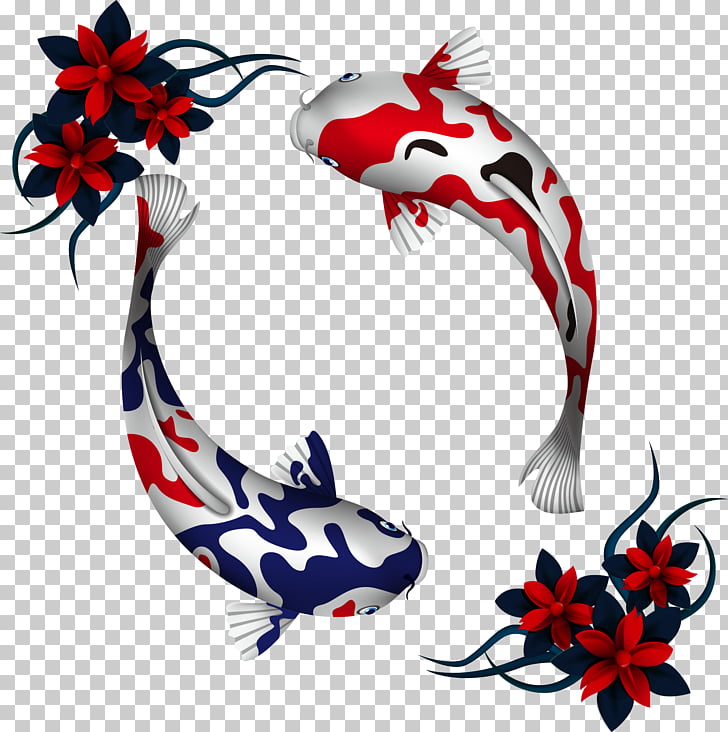 728x732 koi carp ornamental fish drawing, ornamental carp fish, two blue - Koi Fish Drawing