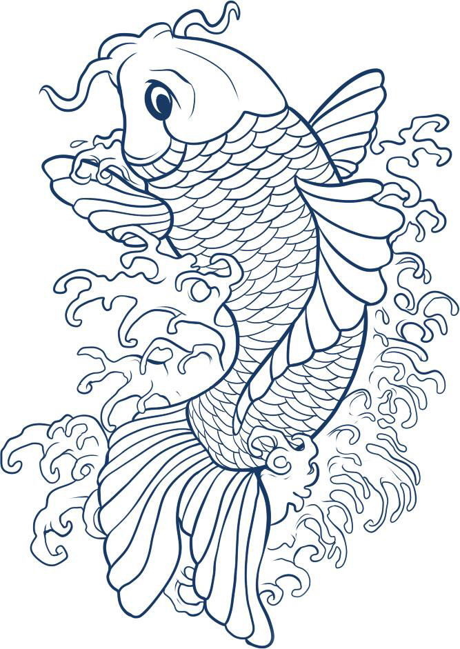 667x941 koi fish drawing pop up card koi fish greeting card - Koi Fish Drawing