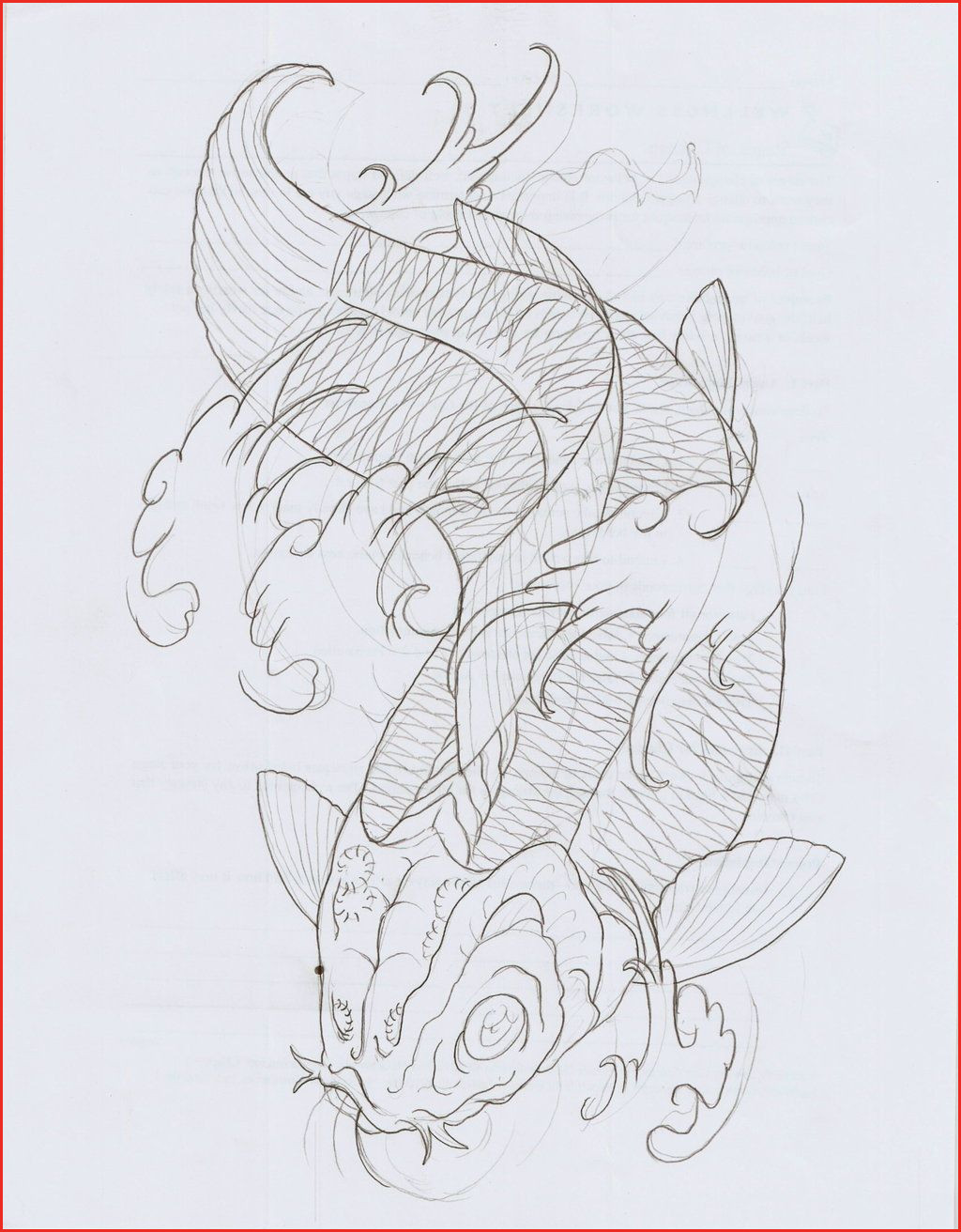 1024x1312 koi fish drawing koi fish xi outline - Koi Fish Drawing Outline
