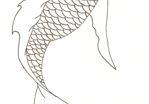300x210 black and white koi fish drawings koi fish drawing outline - Koi Fish Drawing Outline