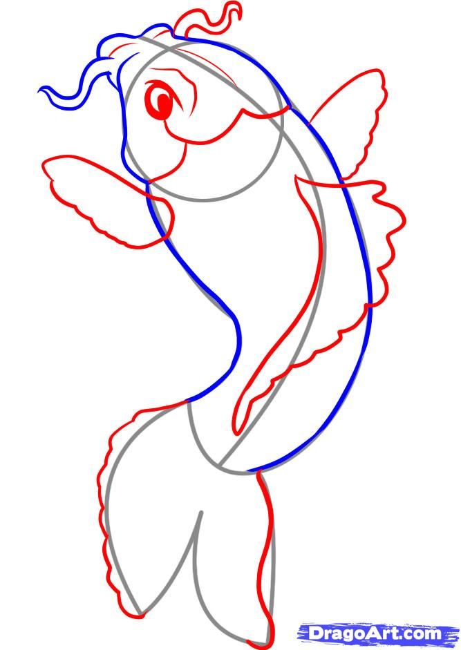 667x941 Huge Collection Of 'koi Fish Drawing Simple' Download More Than - Koi Fish Drawing Simple