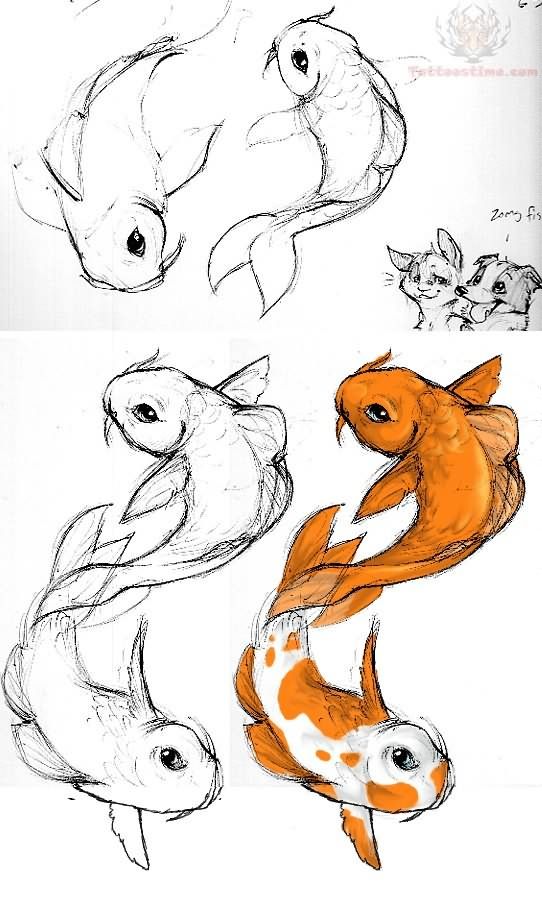 542x900 Koi Fish Drawing Tutorial Reptiliam Visual Es Una Agencia - Koi Fish Drawing Simple