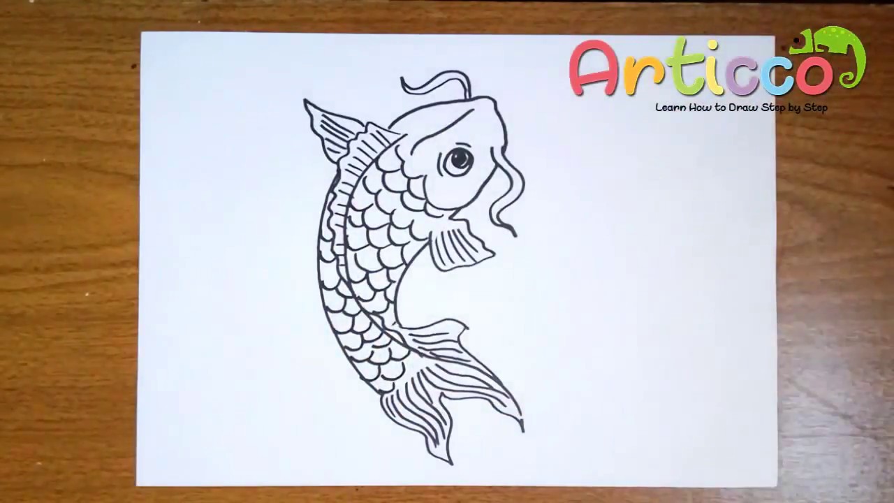 1280x720 How To Draw A Koi Fish Step - Koi Fish Drawing Step By Step