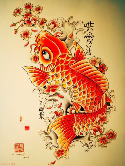 400x531 koi tattoo tumblr cod eith roses tattoos, koi, koi fish tattoo - Koi Fish Drawing Tumblr