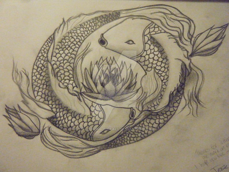 800x600 Koi Fish + Lotus Flowers - Koi Fish Drawing With Flowers