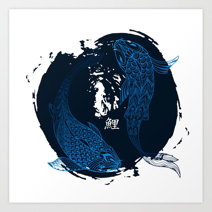 700x700 Hand Drawn Koi Fish Japanese Carp Line Drawing With Brush Stroke - Koi Fish Line Drawing