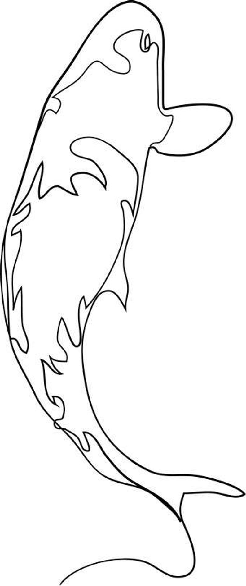794x1886 Koi Fish Single Continuous Line Drawing Vector Etsy - Koi Fish Line Drawing