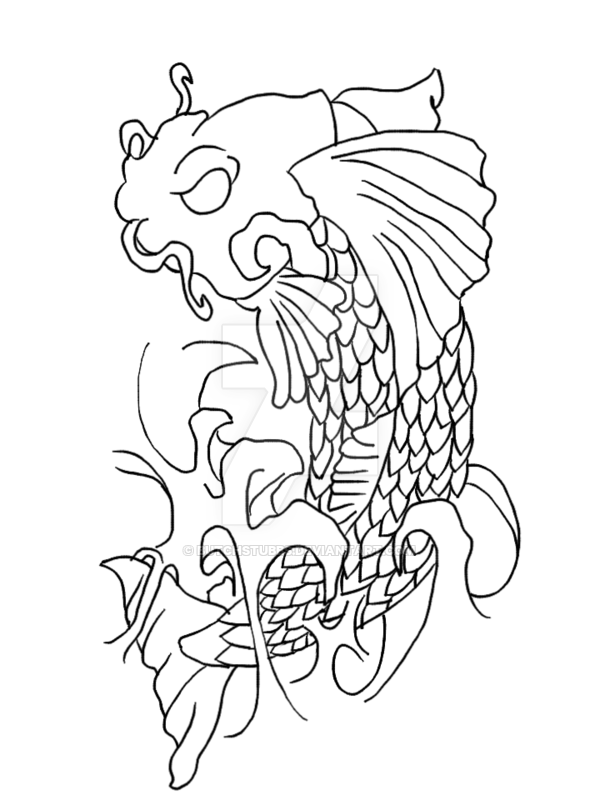 Koi Fish Line Drawing at PaintingValley.com | Explore collection of Koi ...