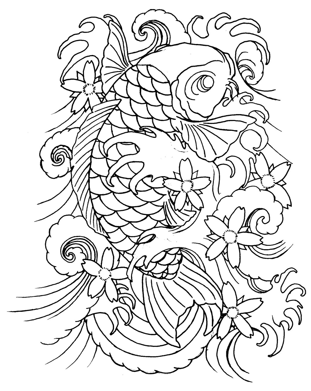 Koi Fish Line Drawing At Paintingvalley Com Explore Collection