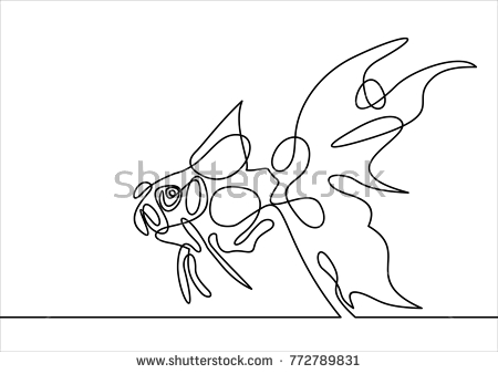 450x338 Line Drawing Fish Gold Continuous Stock Vector - Koi Fish Line Drawing