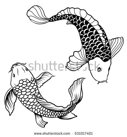 434x470 Drawn Koi Fish Line Free Clip Art Stock Illustrations - Koi Fish Line Drawing