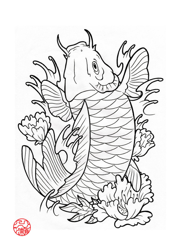 Koi Fish Line Drawing at Explore collection of Koi