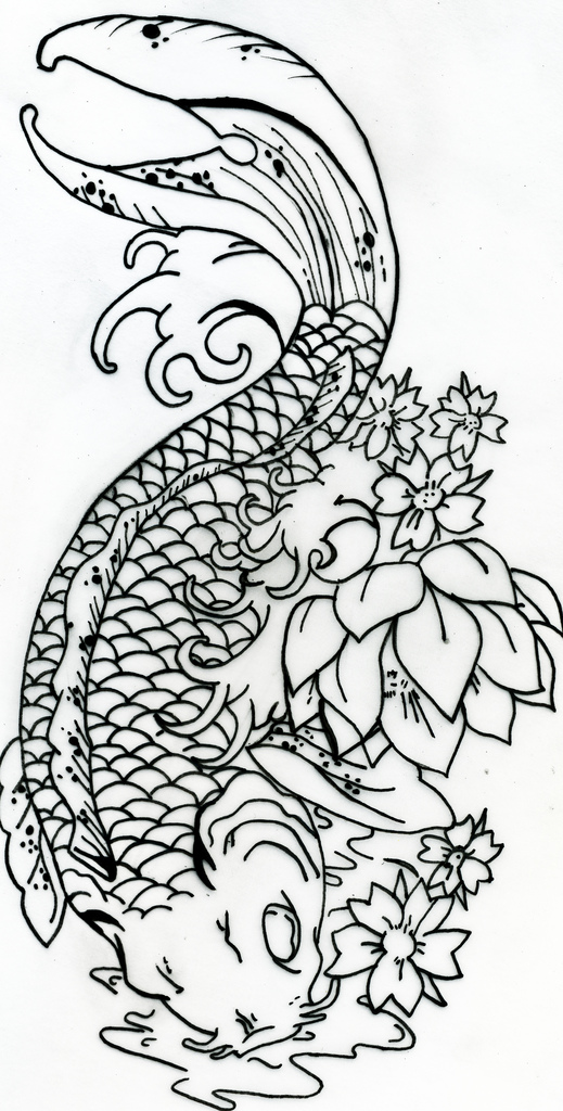 Koi Fish Line Drawing at PaintingValley.com | Explore collection of Koi ...