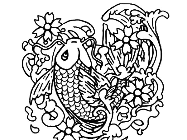 600x450 koi coloring pages nocl koi fish outline drawing at getdrawings - Koi Fish Outline Drawing