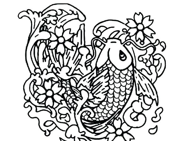 600x450 Koi Fish Coloring - Koi Fish Outline Drawing