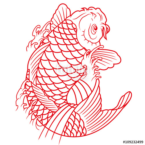 500x500 Koi Fish Outline Stock Image And Royalty Free Vector - Koi Fish Outline Drawing