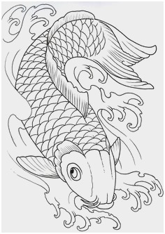 236x333 Fish Outline Coloring - Koi Fish Outline Drawing