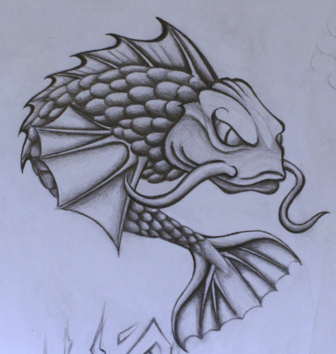 1342x1415 koi fish dragon drawing drawn water dragon koi fish pencil - Koi Fish Pencil Drawing