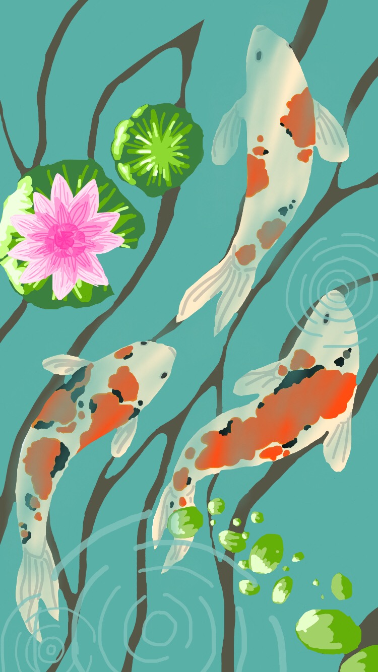 Koi Fish Pond Drawing at PaintingValley.com | Explore collection of Koi ...