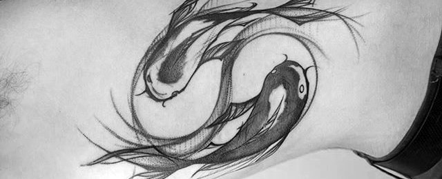 640x260 Yin Yang Koi Fish Tattoos For Men - Koi Fish Tattoo Drawing
