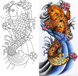300x294 Koi Fish Tattoo Drawings Pictures - Koi Fish Tattoo Drawing