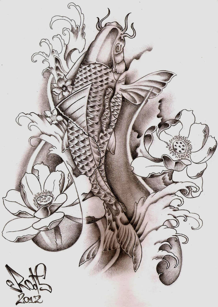 754x1060 Koi Fish Tattoo Sketch - Koi Fish Tattoo Drawing