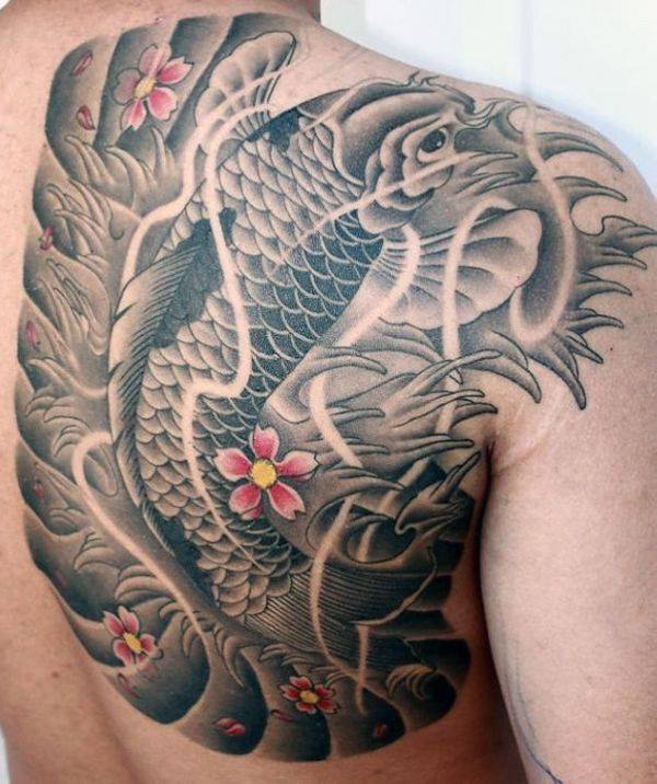 600x716 Koi Fish Tattoos With Meaning, Ranked - Koi Fish Tattoo Drawing