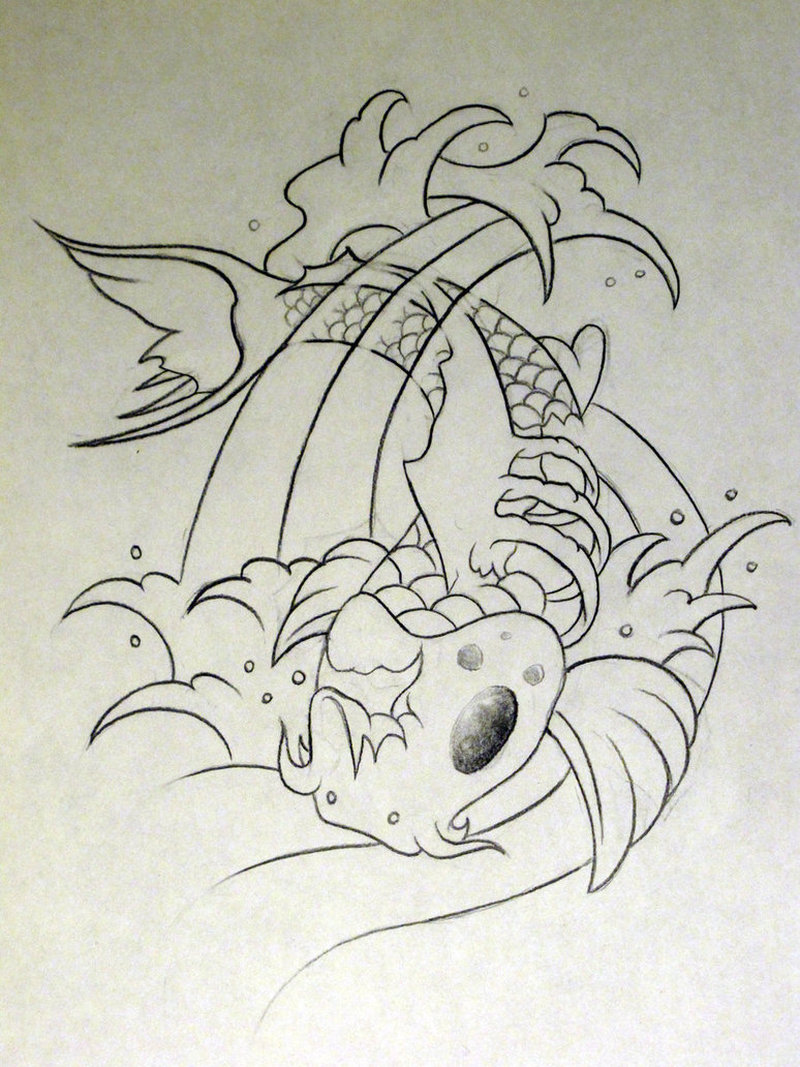 800x1067 Zombie Koi Fish Tattoo Drawing - Koi Fish Tattoo Drawing