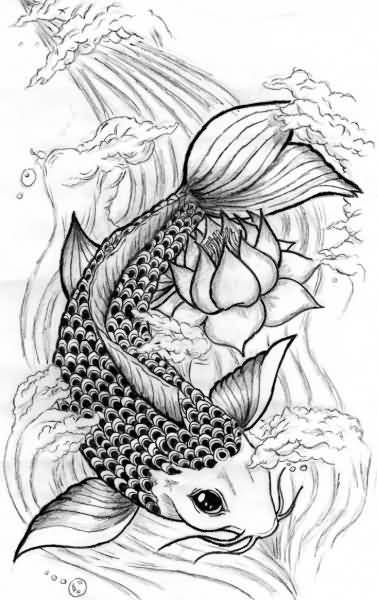 378x600 Fantastic Drawing Koi Fish Tattoo Design - Koi Fish Tattoo Drawing Design