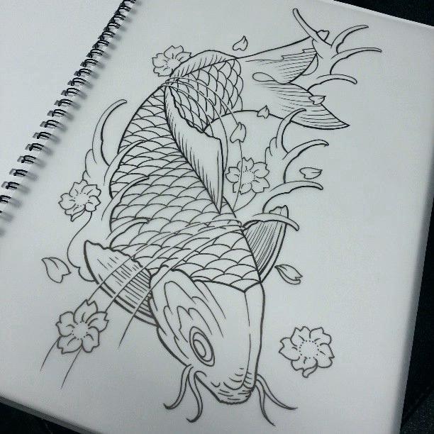 Koi Fish Tattoo Drawing Design at PaintingValley.com | Explore ...