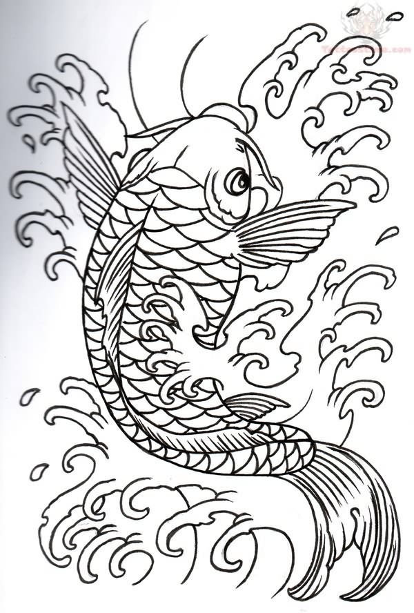 600x888 Wonderful Koi Fish Tattoo Design - Koi Fish Tattoo Drawing Design