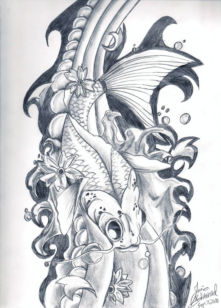 758x1055 Koi Fish Tattoo Design - Koi Fish Tattoo Drawing Design