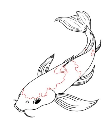 340x431 Drawn Koi Line Drawing - Koi Line Drawing