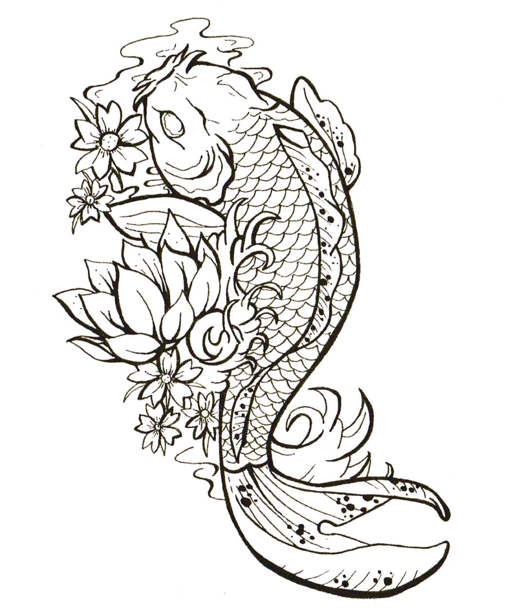 Koi Line Drawing at PaintingValley.com | Explore collection of Koi Line ...