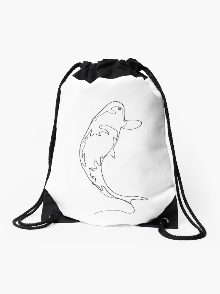 750x1000 koi fish one line drawing minimalist drawstring bag - Koi Line Drawing