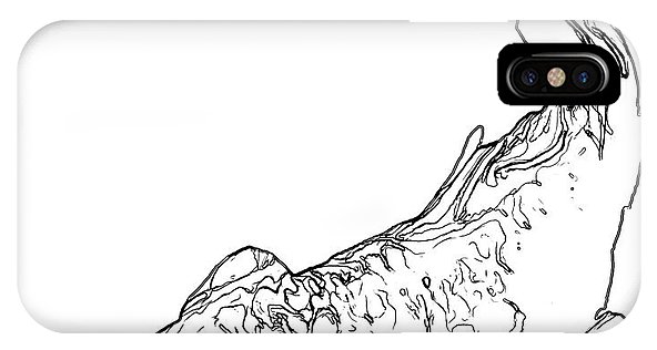 592x316 Line Drawing Of A Koi Cypinus Carpio Iphone X Case For Sale - Koi Line Drawing