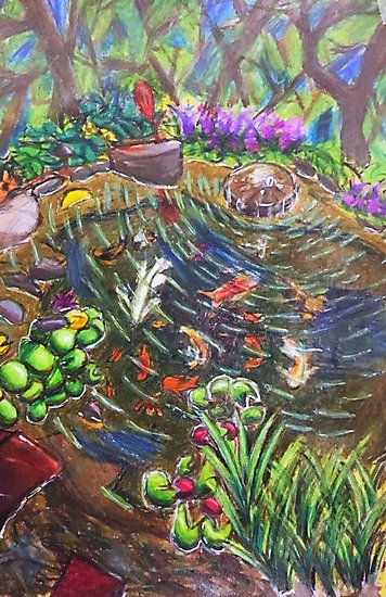 356x550 Koi Pond Photographic Prints - Koi Pond Drawing