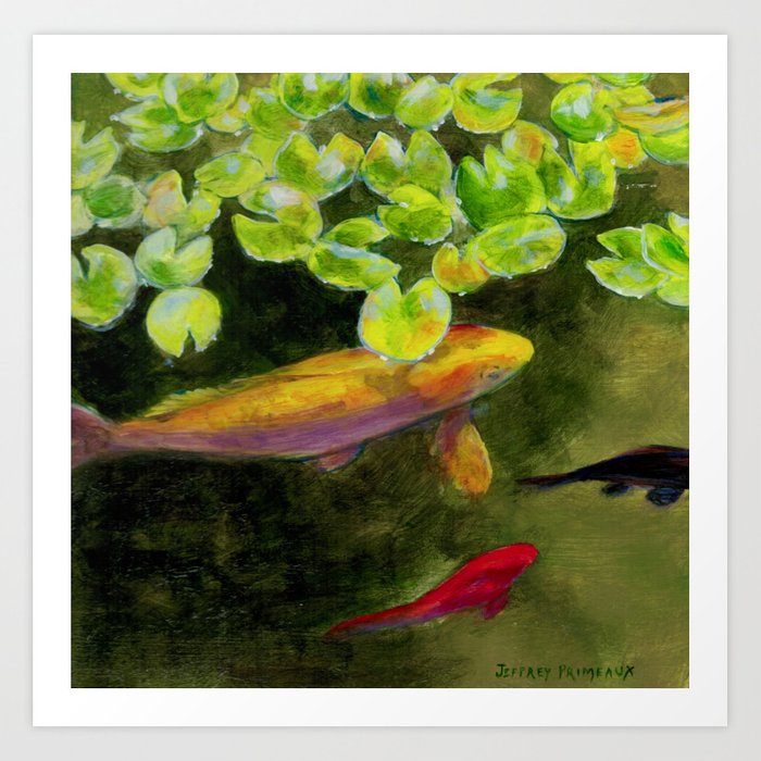 700x700 Small Koi Pond Art Print - Koi Pond Drawing