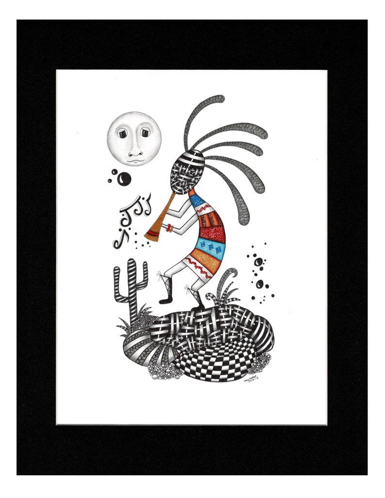 794x1028 kokopelli print original pen and acrylic drawing titled etsy - Kokopelli Drawing