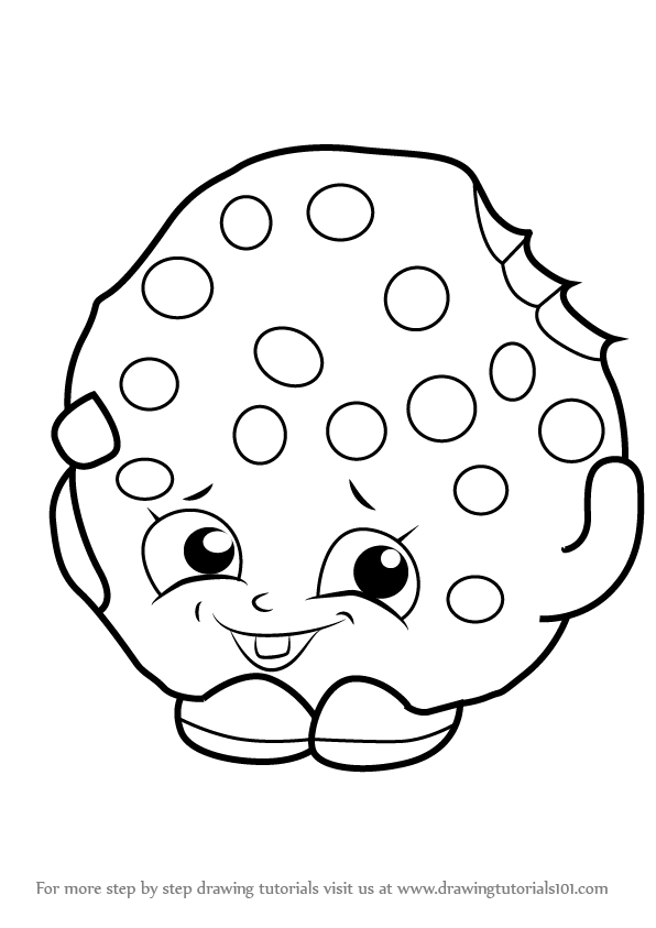 596x843 How To Draw Kooky Cookie From Shopkins - Kooky Cookie Drawing