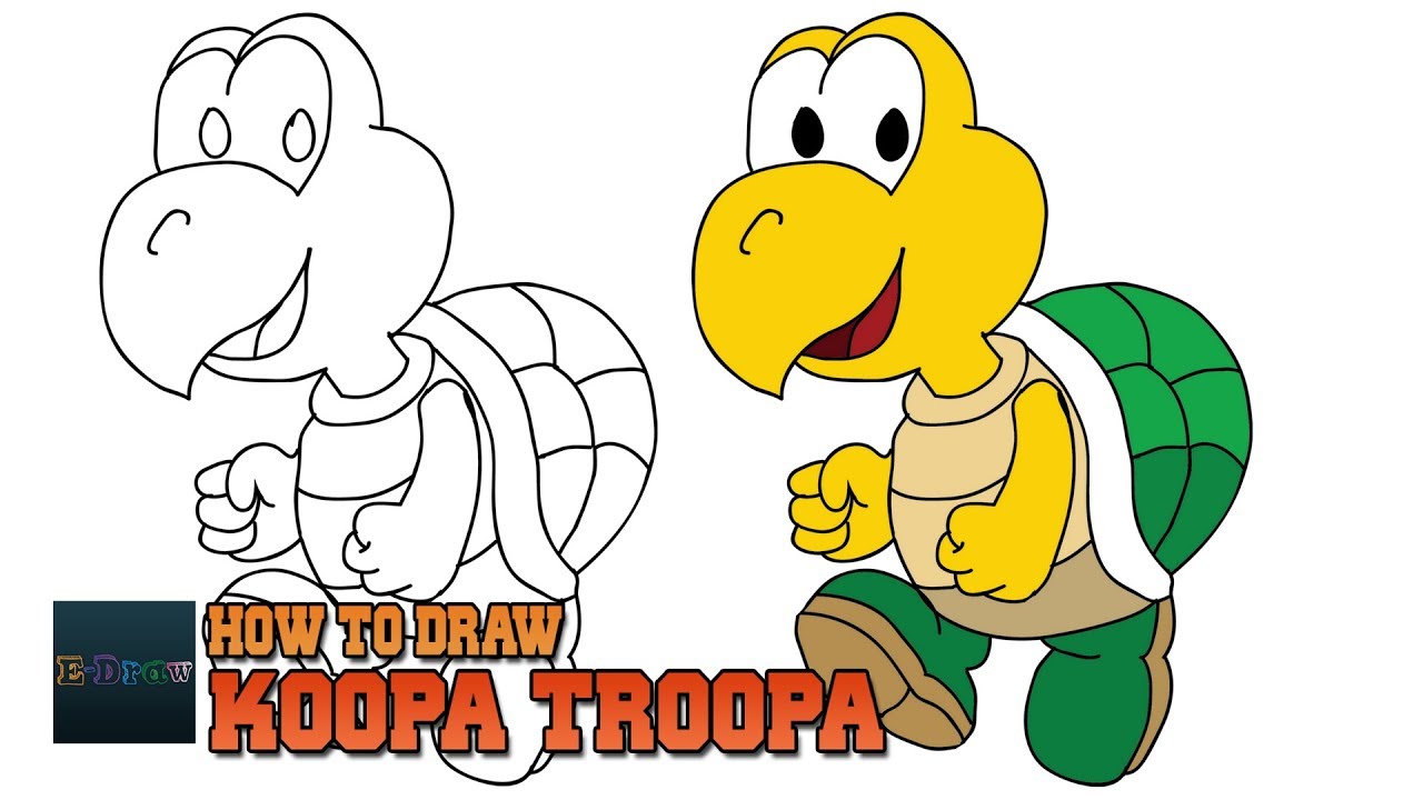 1280x720 How To Draw Koopa Troopa Super Mario Art Tutorial Easy Step - Koopa Troopa Drawing